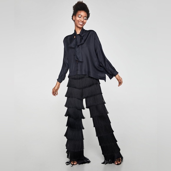 NWT Palazzo high-waist pants with horizontal bangs - Picture 2 of 3